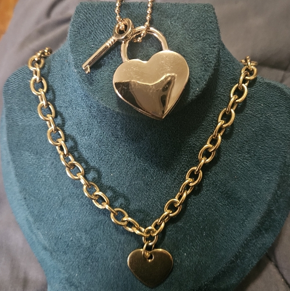Edforce Jewelry - Edford Stainless Steel Gold Heart Necklace with Classic Chain